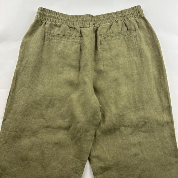 Athleta Olive Linen Retreat High Rise Pull On Ankle Pant L - Picture 7 of 7
